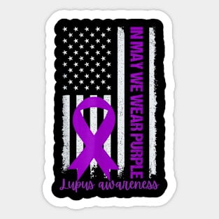 Purple up for lupus awareness US flag Sticker